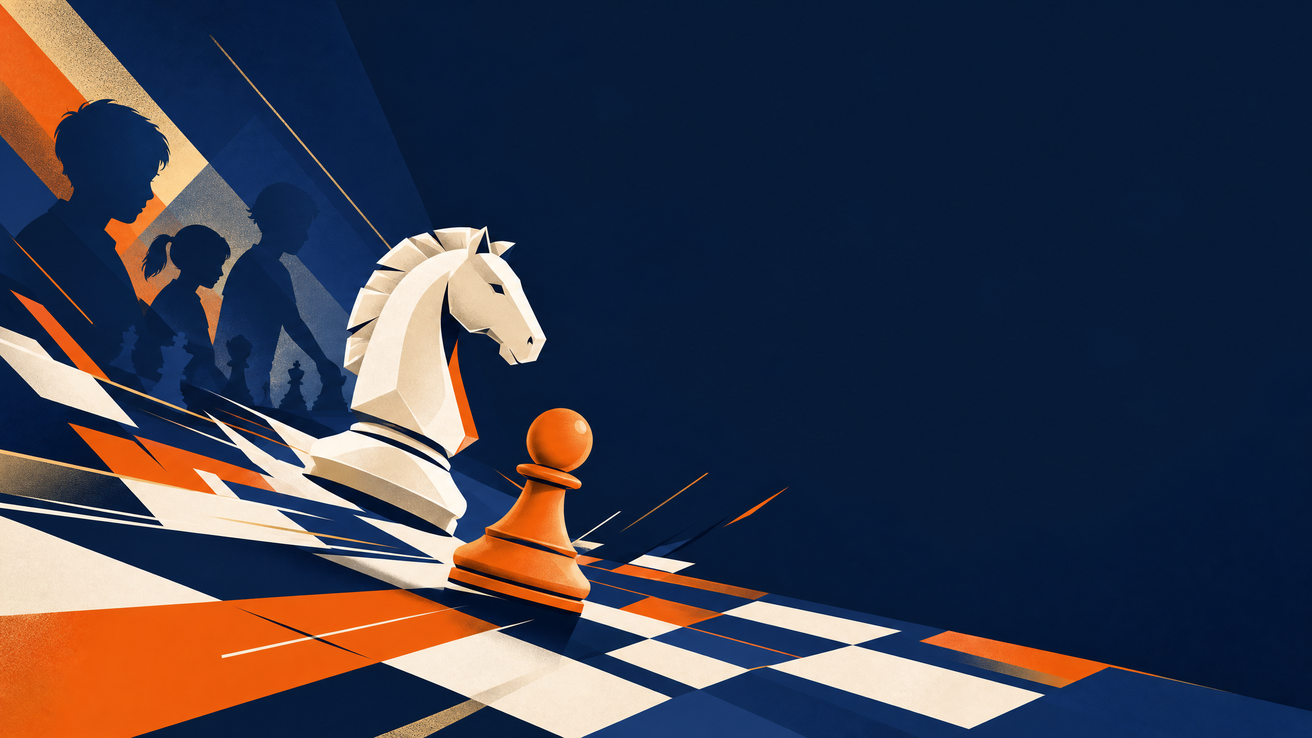 Illustration graphique représentant un cavalier et un pion, symboles du développement des échecs en Meurthe-et-Moselle